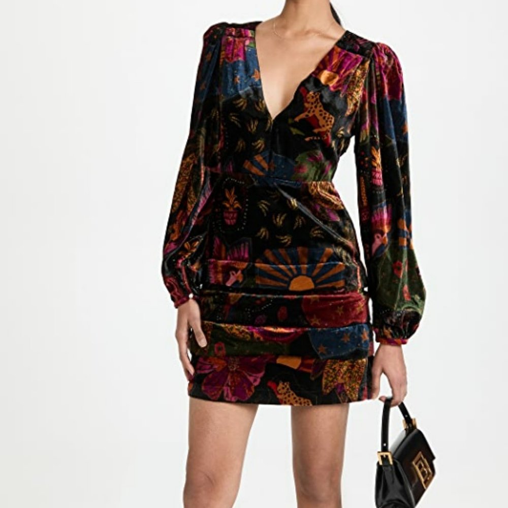 Farm Rio Crazy‎ Mix Velvet Mini Dress